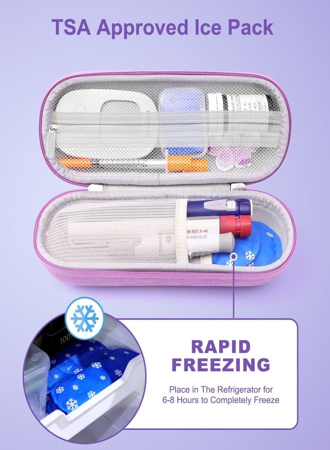 Krypthos Insulin Cooler Travel Case, Diabetes Travel Bag with 2 TSA Approved Ice Packs, Portable Medication Organizer for Diabetic Insulin Pens, Vials & Syringes for Travel & Daily Use (Violet) - Image 4