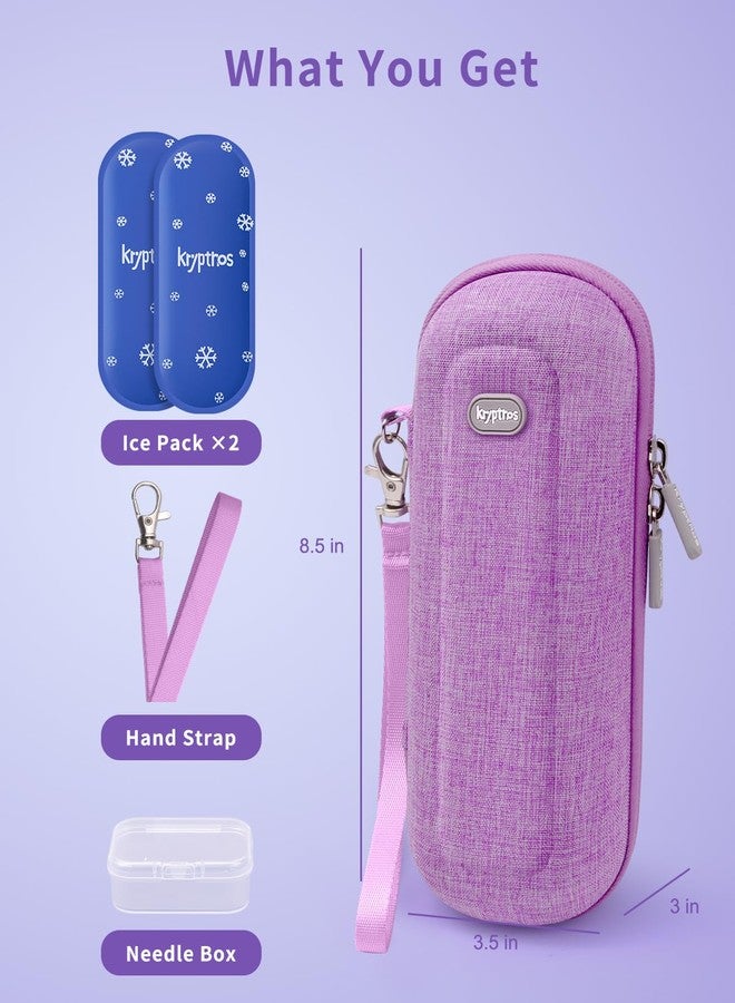 Krypthos Insulin Cooler Travel Case, Diabetes Travel Bag with 2 TSA Approved Ice Packs, Portable Medication Organizer for Diabetic Insulin Pens, Vials & Syringes for Travel & Daily Use (Violet) - Image 3
