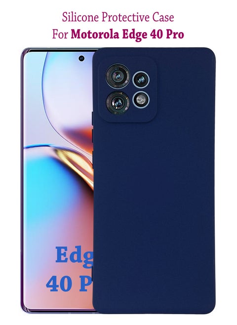 Silicone Protective Back Case Cover For Motorola Edge 40 Pro - Dark Blue