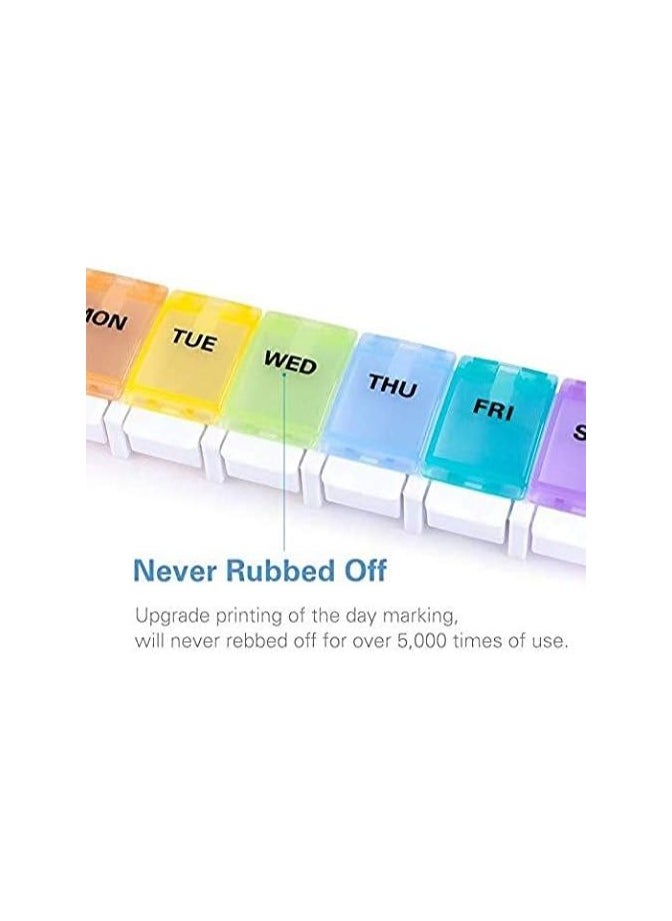 Manvik 7 Day Pill Organizer, Large Push Button Weekly Pill Box For Pills/Vitamin/Fish Oil/Supplements - MNVK  - Image 4