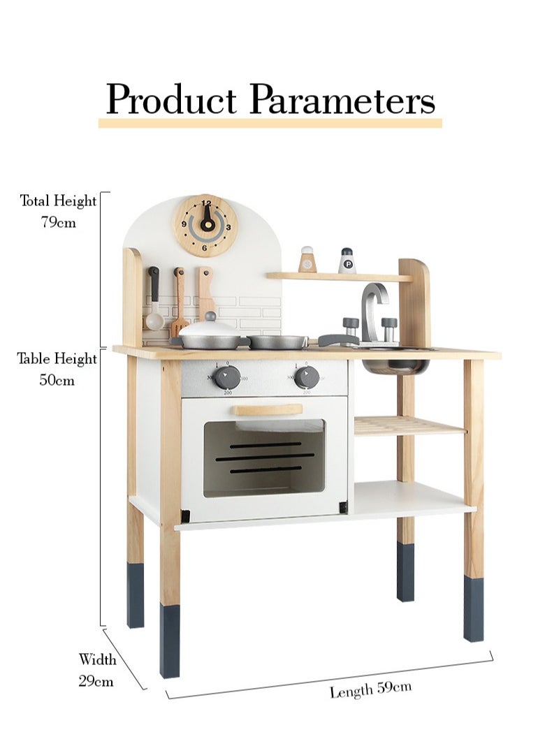 Arabest - Pretend Kitchen Play Toy Set, Wooden Kitchen Playset with Accessories, Realistic Kitchen Cooking Toy for Kids - Image 1