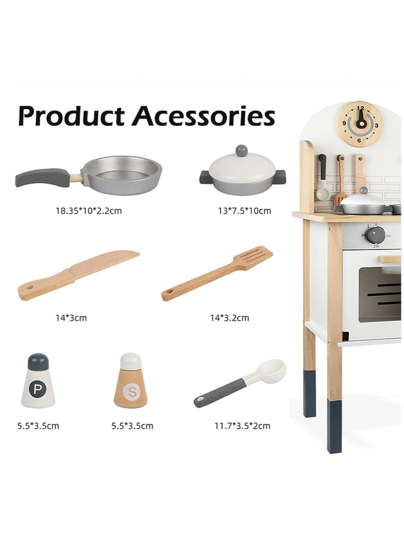 Arabest - Pretend Kitchen Play Toy Set, Wooden Kitchen Playset with Accessories, Realistic Kitchen Cooking Toy for Kids - Image 1