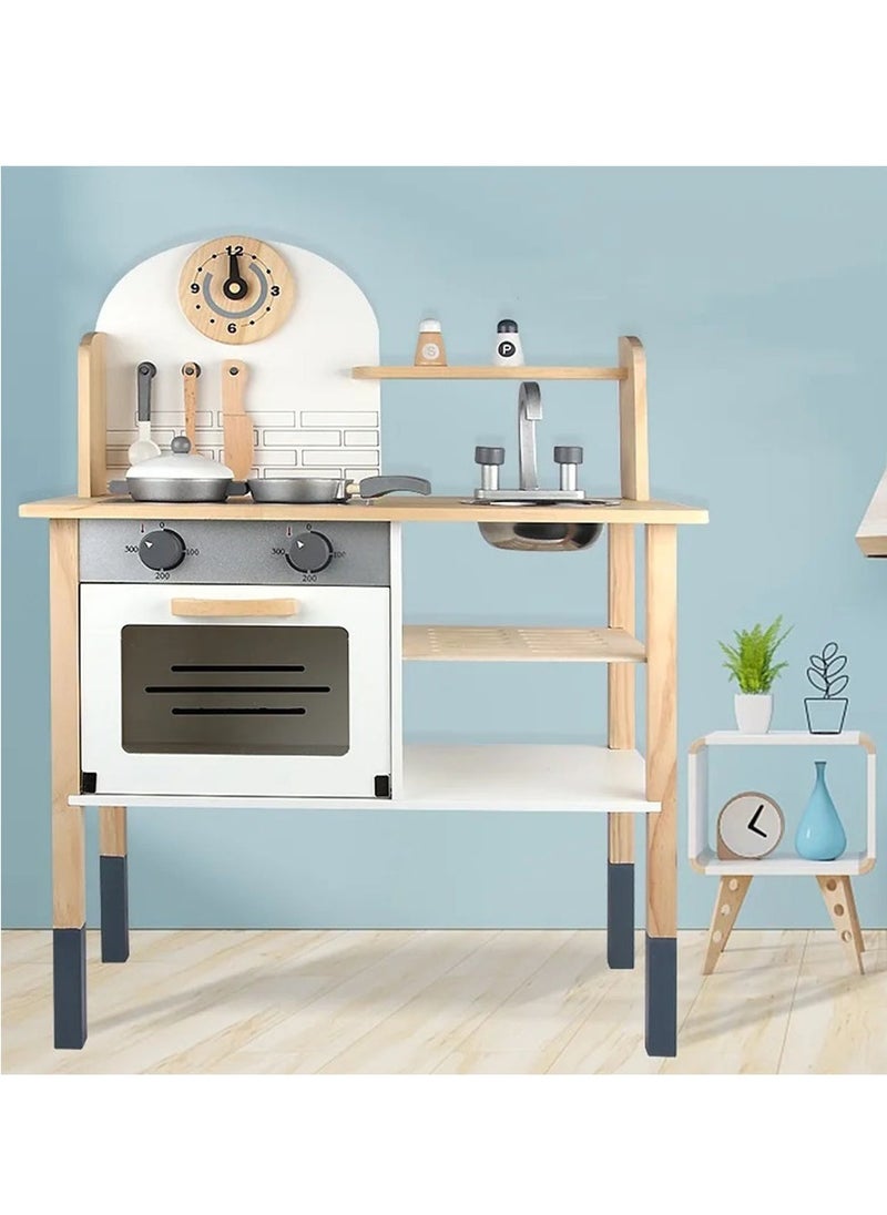 Arabest - Pretend Kitchen Play Toy Set, Wooden Kitchen Playset with Accessories, Realistic Kitchen Cooking Toy for Kids - Image 1