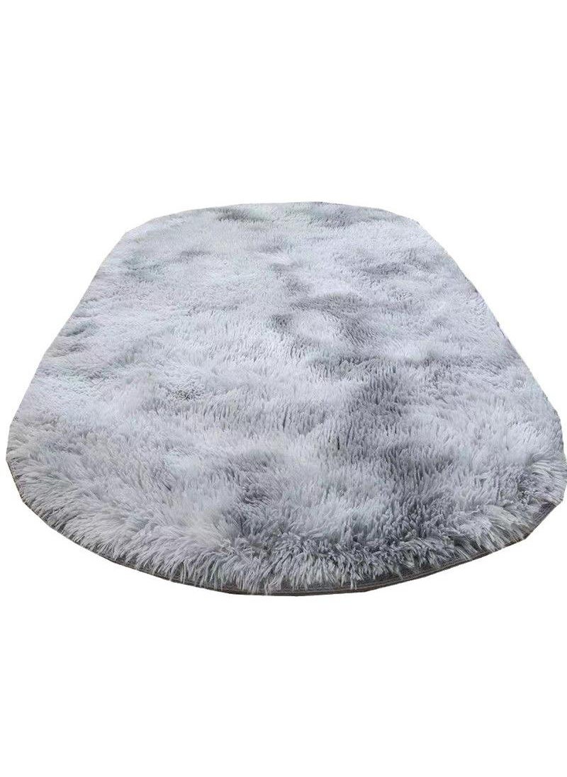 Bluejw - 1-Piece Bedroom Carpet Oval Light Grey 160 CM - Image 1