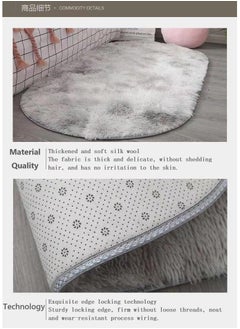 Bluejw 1-Piece Bedroom Carpet Oval Light Grey 160 CM  - Image 4