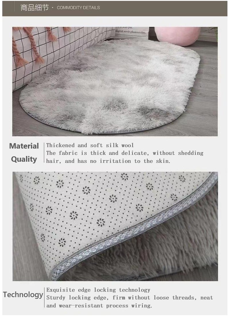 Bluejw - 1-Piece Bedroom Carpet Oval Light Grey 160 CM - Image 1