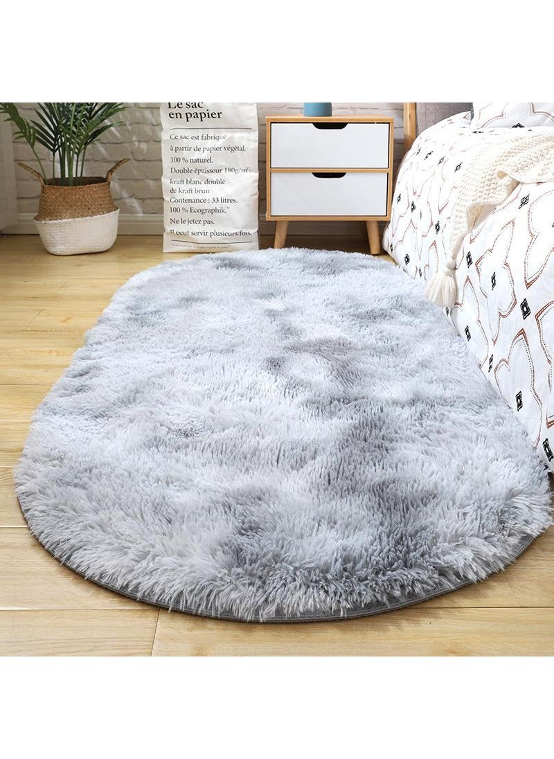 Bluejw - 1-Piece Bedroom Carpet Oval Light Grey 160 CM - Image 1