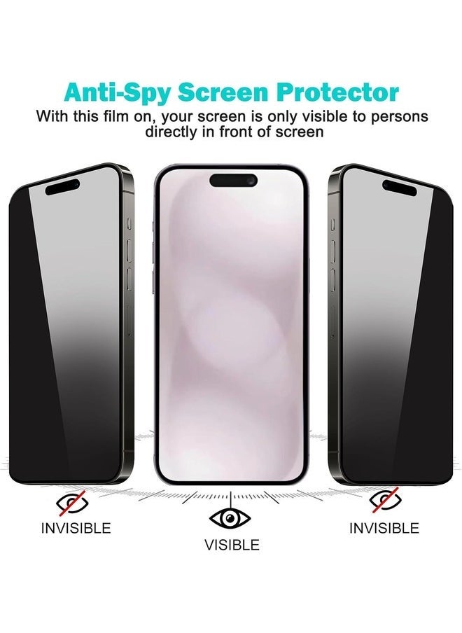 vesus [3+3 Pack] Privacy Screen Protector for iPhone 16 Plus with Camera Lens Protector | Full Coverage Anti-Spy Tempered Glass Film | 9H Hardness | Enhanced Edge Protection | Easy Installation | Bubble Free [6.7 Inch] - Image 4