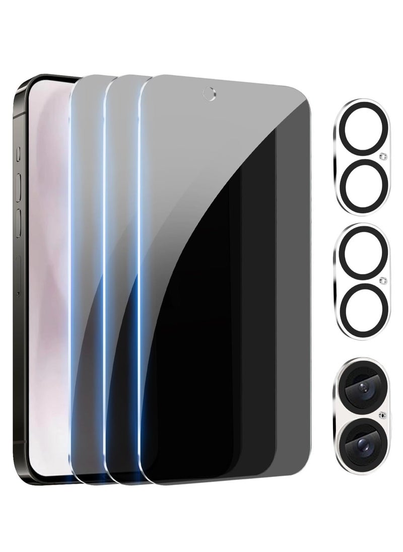 vesus [3+3 Pack] Privacy Screen Protector for iPhone 16 Plus with Camera Lens Protector | Full Coverage Anti-Spy Tempered Glass Film | 9H Hardness | Enhanced Edge Protection | Easy Installation | Bubble Free [6.7 Inch] - Image 1