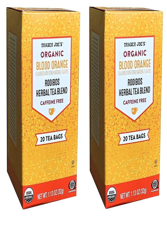 TJ's Trader Joes Organic Blood Orange Rooibos Herbal Tea Blend, Flavored with other Natural Flavors, Caffeine Free, 20 Tea Bags, 1.13 ounces (32 grams) (Two Pack) - Image 2