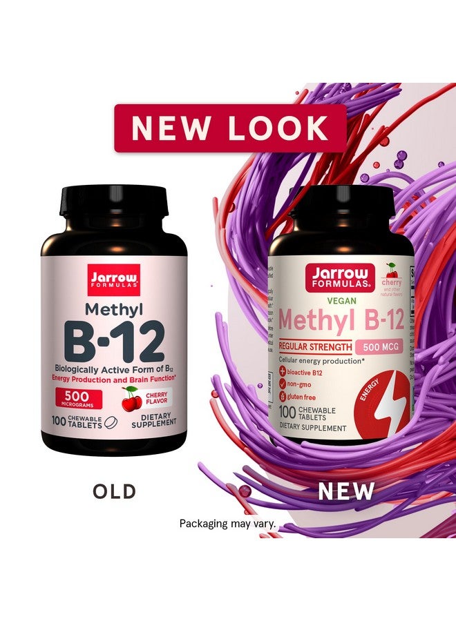 Jarrow Formulas® Methyl B-12 Tablets, 500 mg, Dietary Supplement For Cellular Energy Production and Brain Health Support, 100 Cherry Flavor Chewable Tablets, 100 Day Supply - Image 2