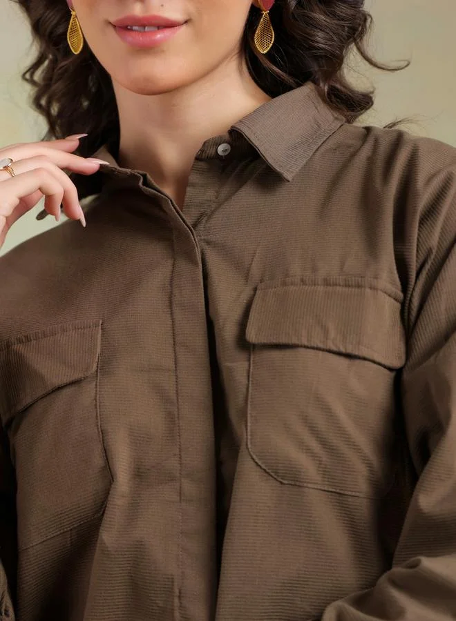 sanskrutihomes Sanskrutihomes Solid Spread Collar Shirt and Pants Co-Ords