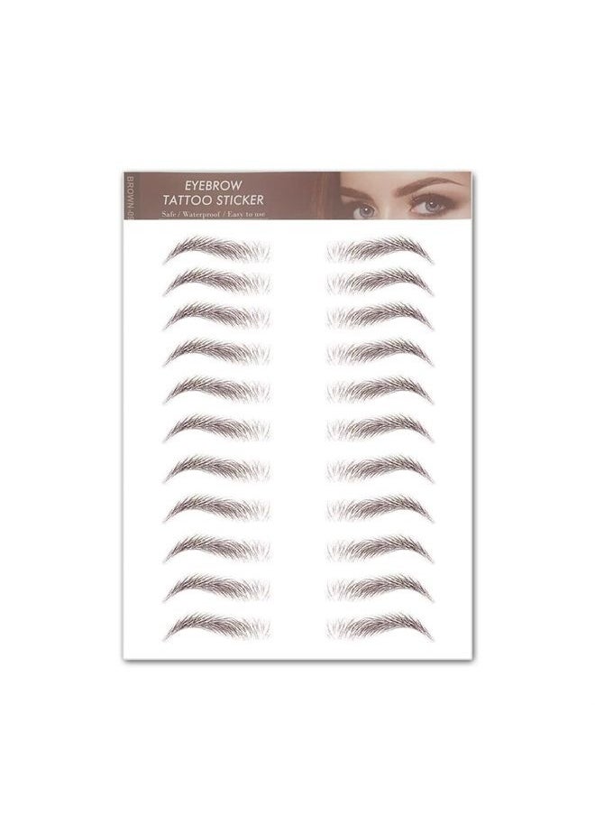Aaiffey - Hair-like Authentic Eyebrows 4D Brown Natural Tattoo Eyebrow Stickers Waterproof Imitation Ecological Lazy for Woman & Man Makeup Tool 10 Pcs - Image 1
