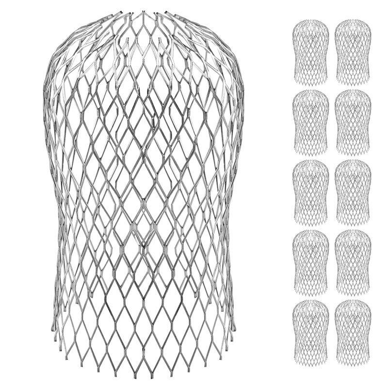 Laicky 10 Pack Gutter Downspout Guards 35 Inch Adjustable Aluminium Filter Strainer Expandable Gutter Strainer for Preventing Blockage Leaves Debris Drain Net Cover Gardening Tools