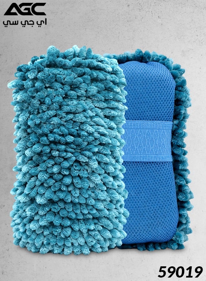 Agc Microfiber Chenille Car Wash Sponge Mitt Pad for Vehicle Cleaning Scratch Free High Absorbent Foam Soap Water Holding Reusable Washable Detailing Tool for Car Bike SUV Truck Exterior Interior Glass Paint Wheels Dashboard Home Office Use Multi - Image 1