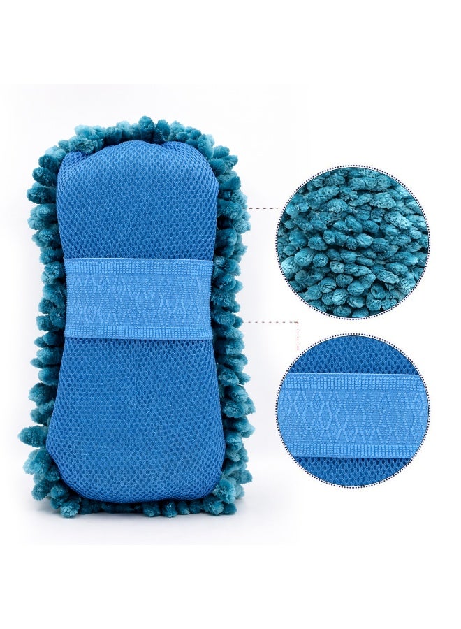 Agc Microfiber Chenille Car Wash Sponge Mitt Pad for Vehicle Cleaning Scratch Free High Absorbent Foam Soap Water Holding Reusable Washable Detailing Tool for Car Bike SUV Truck Exterior Interior Glass Paint Wheels Dashboard Home Office Use Multi - Image 2