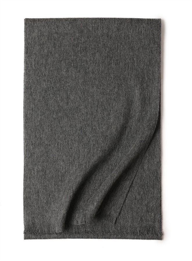 Loquat Warm Solid Short Beard Wool Scarf - Image 2