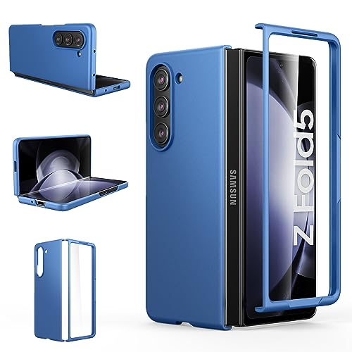 Foluu Slim Fit Case for Samsung Galaxy Z Fold 5 Case, with Front Built-in Screen Protector, Ultra Thin Matte PC Protective Cover for Samsung Galaxy Z Fold5 5G 2023 (Blue) - Image 1
