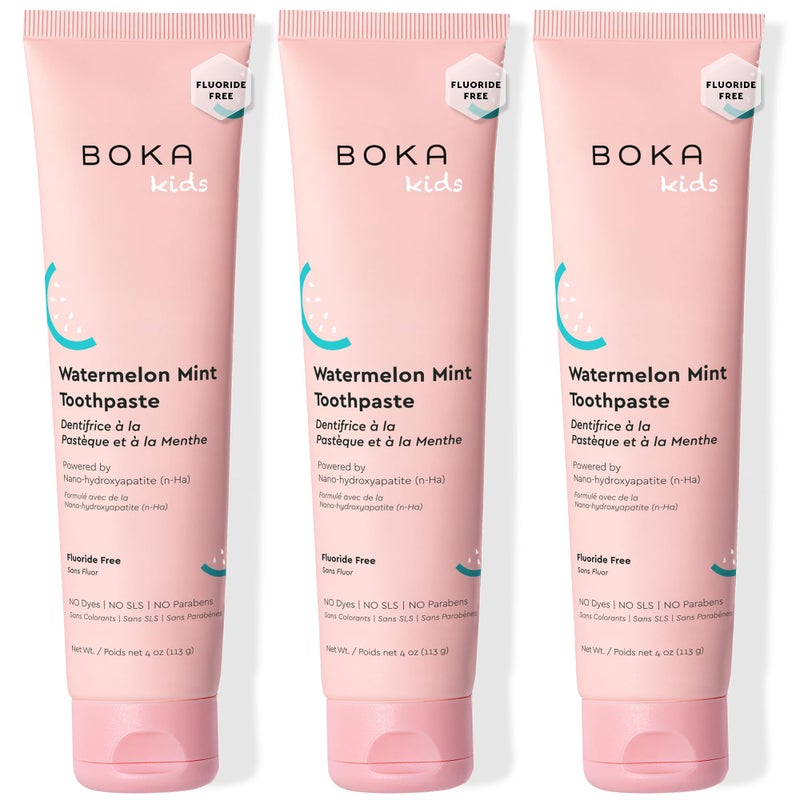 Boka Fluoride Free Toothpaste Nano Hydroxyapatite Toothpaste - Watermelon Mint Flavor, 4 oz 3Pk US Manufactured - Image 1