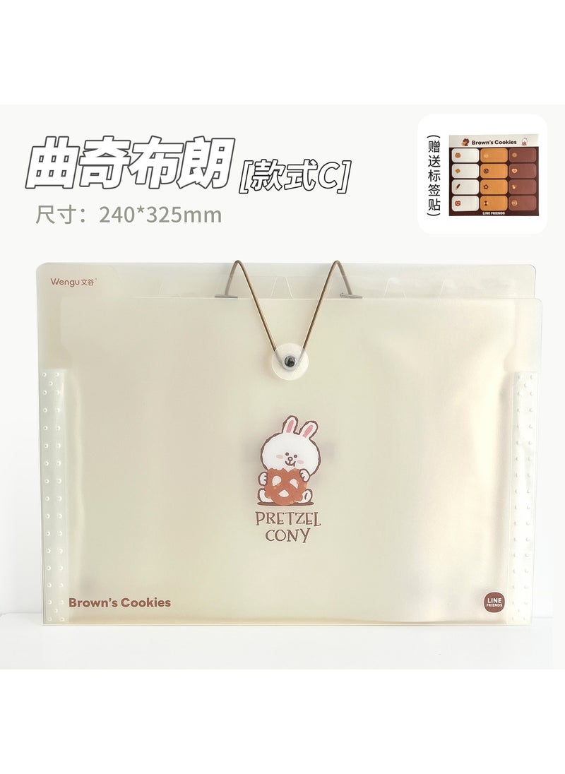Generic - Wengu Brown Bear 8-Pocket Accordion File Folder for Students Biscuit Keni rabbit Type C - Image 1