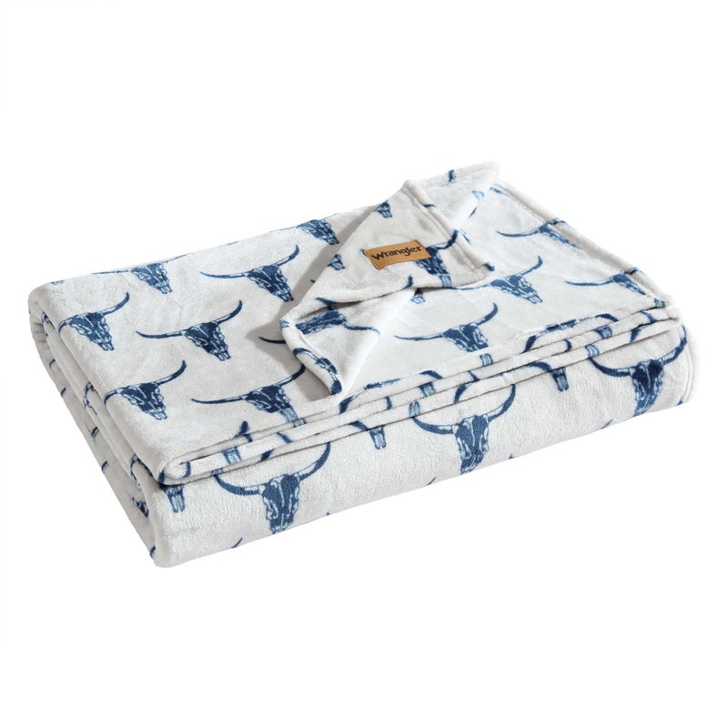 Wrangler - Blanket  Ultra Soft Plush Fleece Bedding  Yellowstone Inspired  Luxuriously Soft Bedding for Bed or Couch (Steer Head Blue  Twin) - Image 3