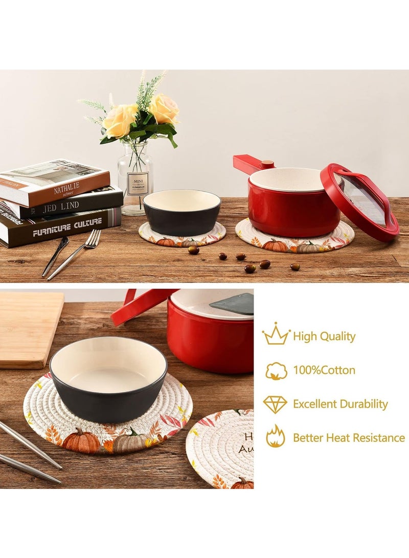 Reko PlaceMats for Dining Table Washable Hand Woven Table Mat Insulation Pad Heat Resistant Plate Bowl Mats Placemat Tea Coaster Hot Pot Holder Pack of 4 - Image 5