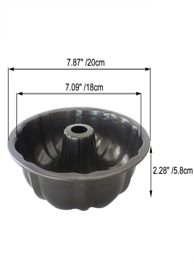 LoveDeal Fluted Cake Pan 7 Inch, Carbon Steel Nonstick Fluted Tube Cake Mold Medium Size, Small Kugelhopf Baking Set for Family Homemade Cakes, Bread, Brownie, Pudding - 2PCS, Black - Image 2