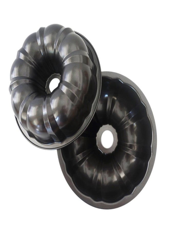 LoveDeal Fluted Cake Pan 7 Inch, Carbon Steel Nonstick Fluted Tube Cake Mold Medium Size, Small Kugelhopf Baking Set for Family Homemade Cakes, Bread, Brownie, Pudding - 2PCS, Black - Image 3