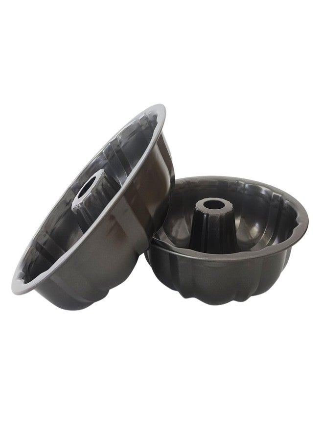 LoveDeal Fluted Cake Pan 7 Inch, Carbon Steel Nonstick Fluted Tube Cake Mold Medium Size, Small Kugelhopf Baking Set for Family Homemade Cakes, Bread, Brownie, Pudding - 2PCS, Black - Image 4
