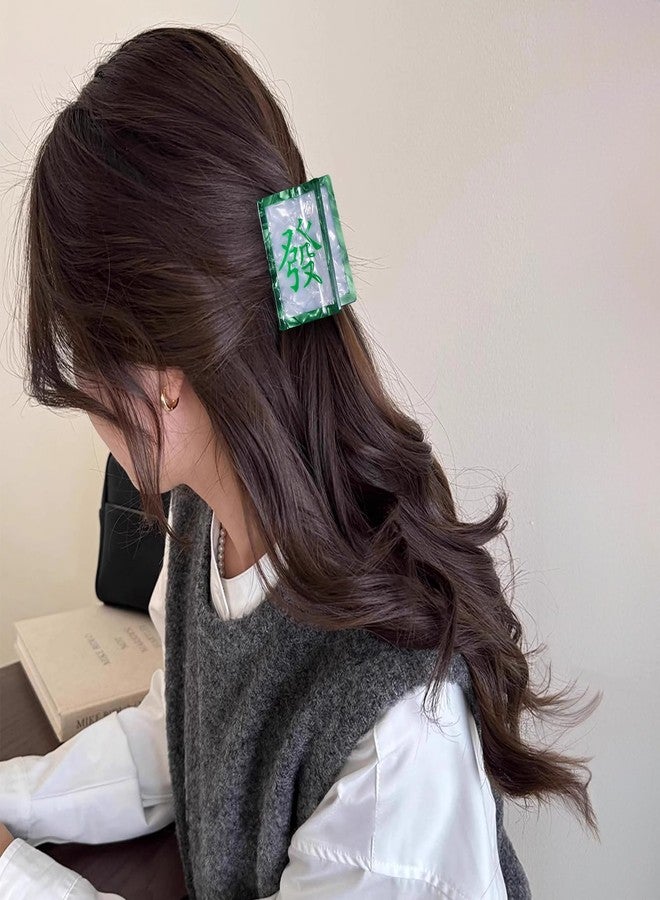 melyde Mahjong Shape Claw Clip 2.7 Inch Medium Hair Jaw Clip Women Girls Strong Hold Acetate Hair Accessories for Thick Thin Hair, Green Dragon - Image 3