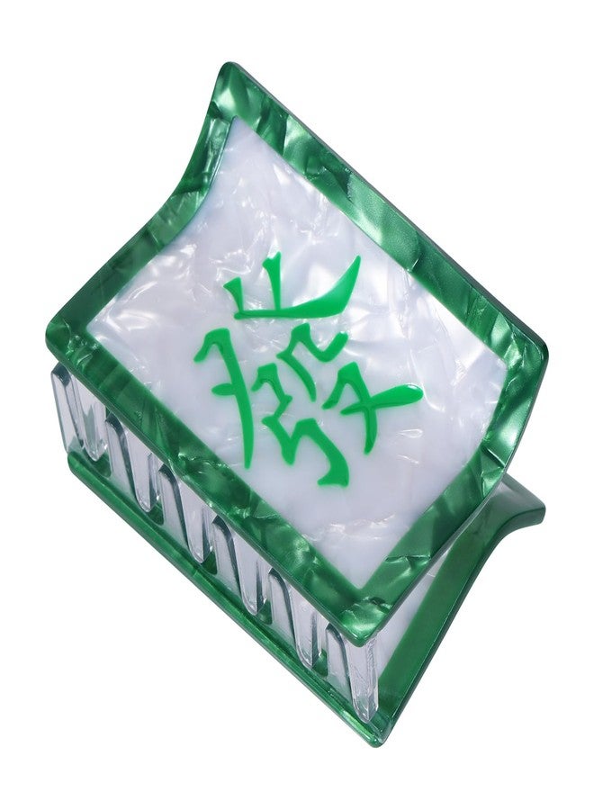 melyde Mahjong Shape Claw Clip 2.7 Inch Medium Hair Jaw Clip Women Girls Strong Hold Acetate Hair Accessories for Thick Thin Hair, Green Dragon - Image 1