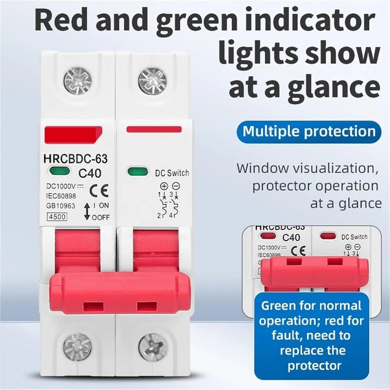 1P 63A 1000V قاطع دائرة مصغر لوحة شمسية مفتاح حماية من التحميل الزائد نظام طاقة شمسية - Image 3