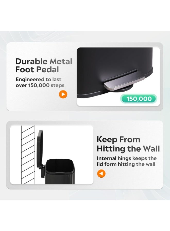 كونسيبت هوم سلة مهملات من الستانلس ستيل المقاوم للصدأ سعة 50 لتر اغلاق بطي اسود - Image 4