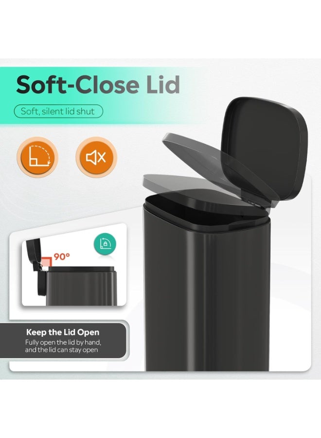 كونسيبت هوم سلة مهملات من الستانلس ستيل المقاوم للصدأ سعة 50 لتر اغلاق بطي اسود - Image 2