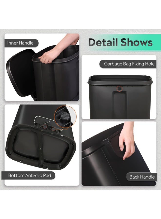 كونسيبت هوم سلة مهملات من الستانلس ستيل المقاوم للصدأ سعة 50 لتر اغلاق بطي اسود - Image 3