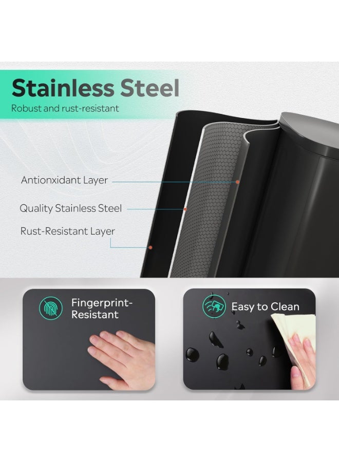 كونسيبت هوم سلة مهملات من الستانلس ستيل المقاوم للصدأ سعة 50 لتر اغلاق بطي اسود - Image 5