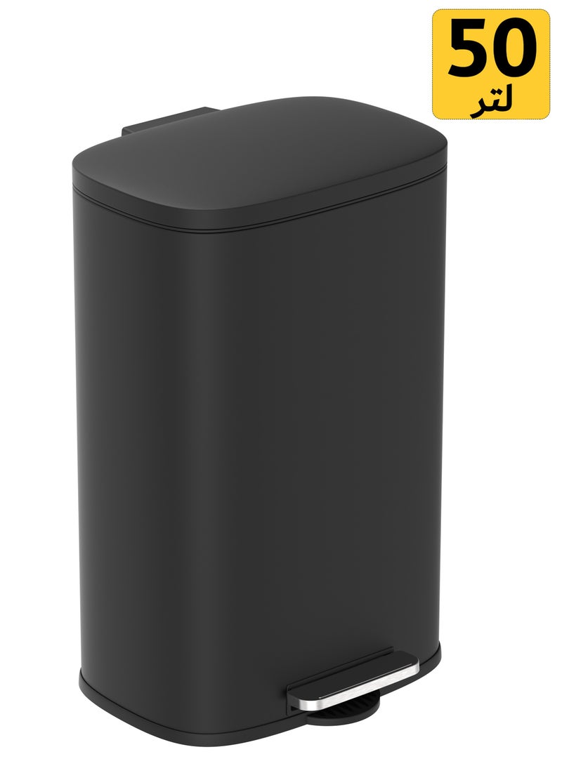 كونسيبت هوم سلة مهملات من الستانلس ستيل المقاوم للصدأ سعة 50 لتر اغلاق بطي اسود - Image 1
