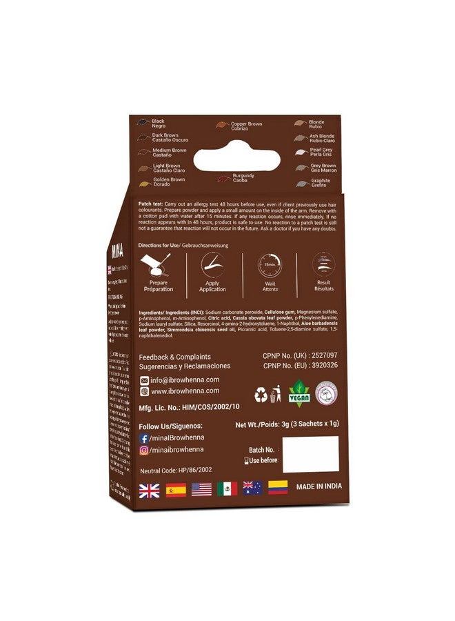 MinaiBrow Instant Hair Dye Kit Medium Brown Natural Spot Coloring Tinting Powder With Duo Angled Brush Water & Smudge Proof 100% Grey Coverage Upto 30 Applications - Image 2