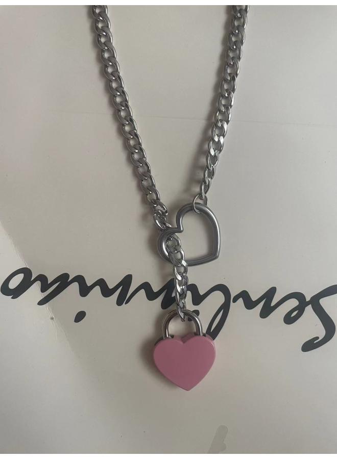 NIBEMINENT Type Wide Y Ring Slide Chain Necklace Handmade Punk Cuban 