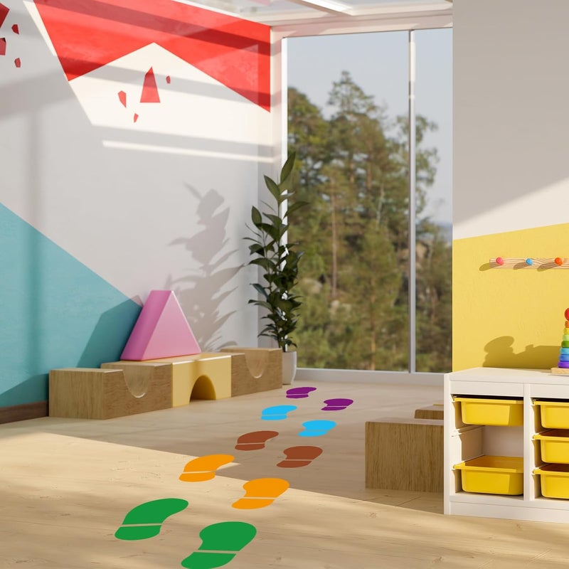 JarThenaAMCS 30 Pairs 60 Prints Shoes Stickers Colorful Footprints Large Vinyl Floor Decals for Back to School Party Preschool Classroom Office Nursery Wall Stairs Decoration - Image 3