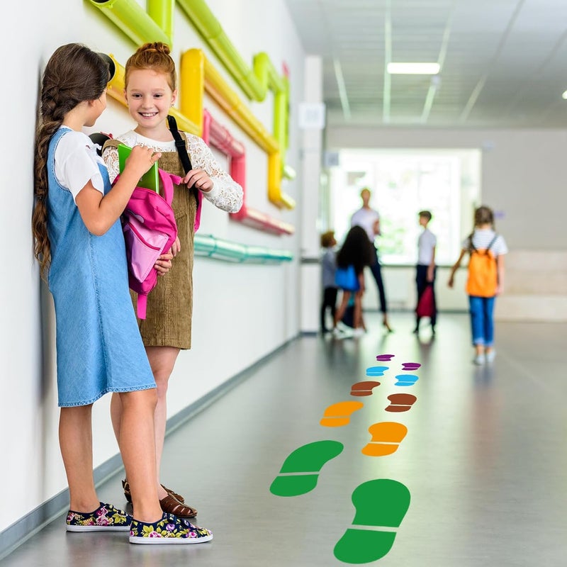 JarThenaAMCS 30 Pairs 60 Prints Shoes Stickers Colorful Footprints Large Vinyl Floor Decals for Back to School Party Preschool Classroom Office Nursery Wall Stairs Decoration - Image 5