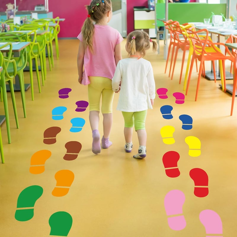 JarThenaAMCS 30 Pairs 60 Prints Shoes Stickers Colorful Footprints Large Vinyl Floor Decals for Back to School Party Preschool Classroom Office Nursery Wall Stairs Decoration - Image 4