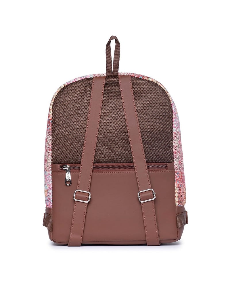ZOUK Printed Women's Jute Handcrafted Vegan Leather Multicolor Daypack/BackpackFor Travel, college, daily use, for girls women - Image 5