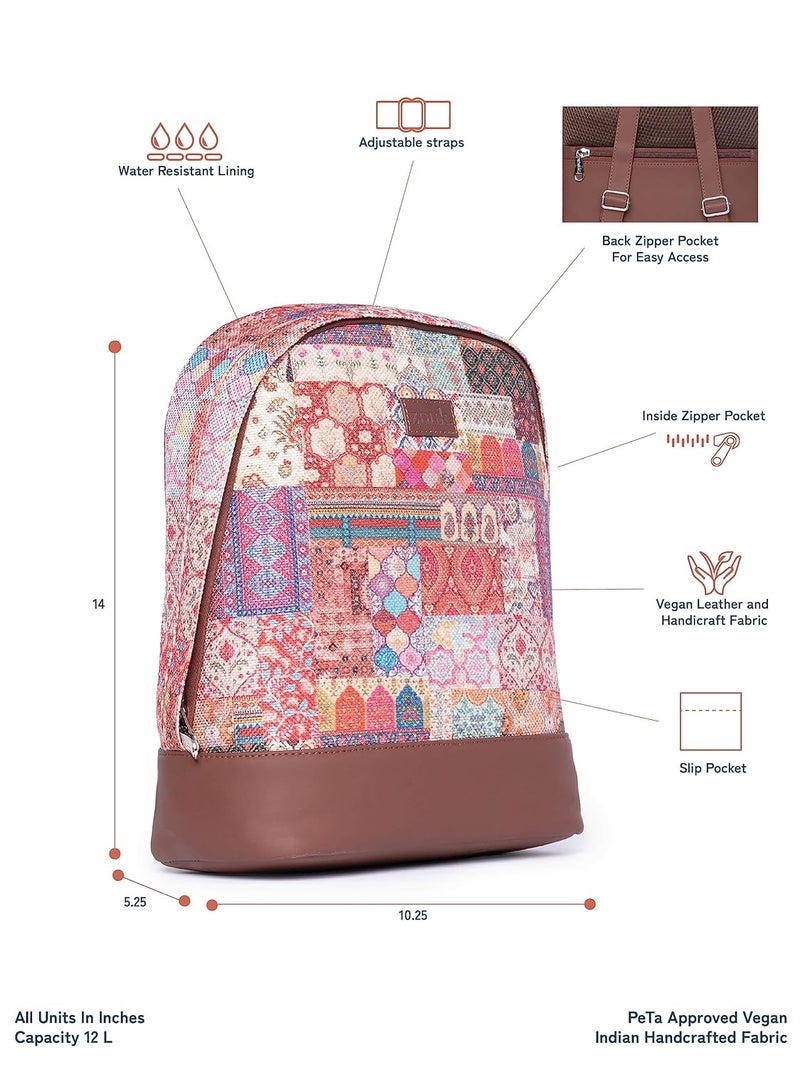 ZOUK Printed Women's Jute Handcrafted Vegan Leather Multicolor Daypack/BackpackFor Travel, college, daily use, for girls women - Image 4