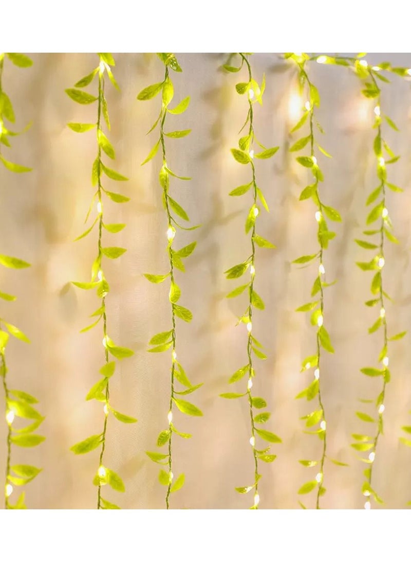 Yuwell Artificial Vines Curtain Lights, Fake Greenery Garland Willow Leaves with Lights For Wedding Party Backdrop Baby Shower Home Decoration 7 Modes - Image 2