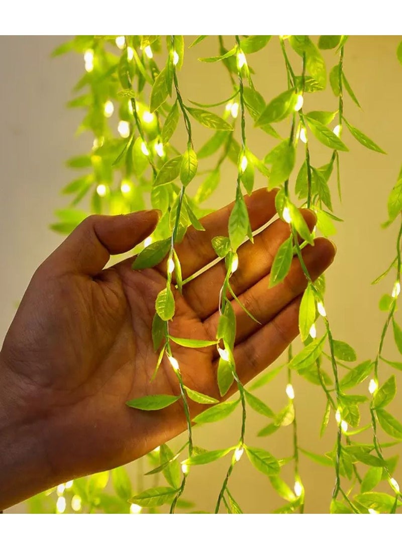 Yuwell Artificial Vines Curtain Lights, Fake Greenery Garland Willow Leaves with Lights For Wedding Party Backdrop Baby Shower Home Decoration 7 Modes - Image 3