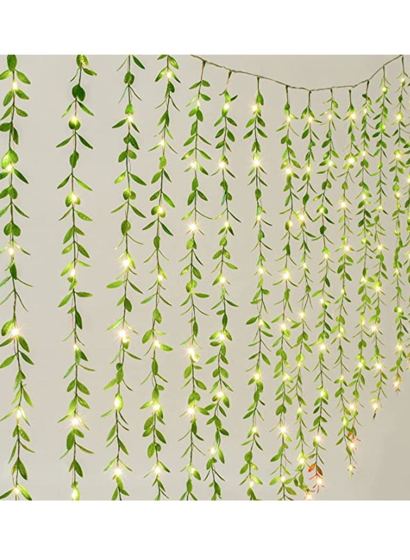 Yuwell Artificial Vines Curtain Lights, Fake Greenery Garland Willow Leaves with Lights For Wedding Party Backdrop Baby Shower Home Decoration 7 Modes - Image 1