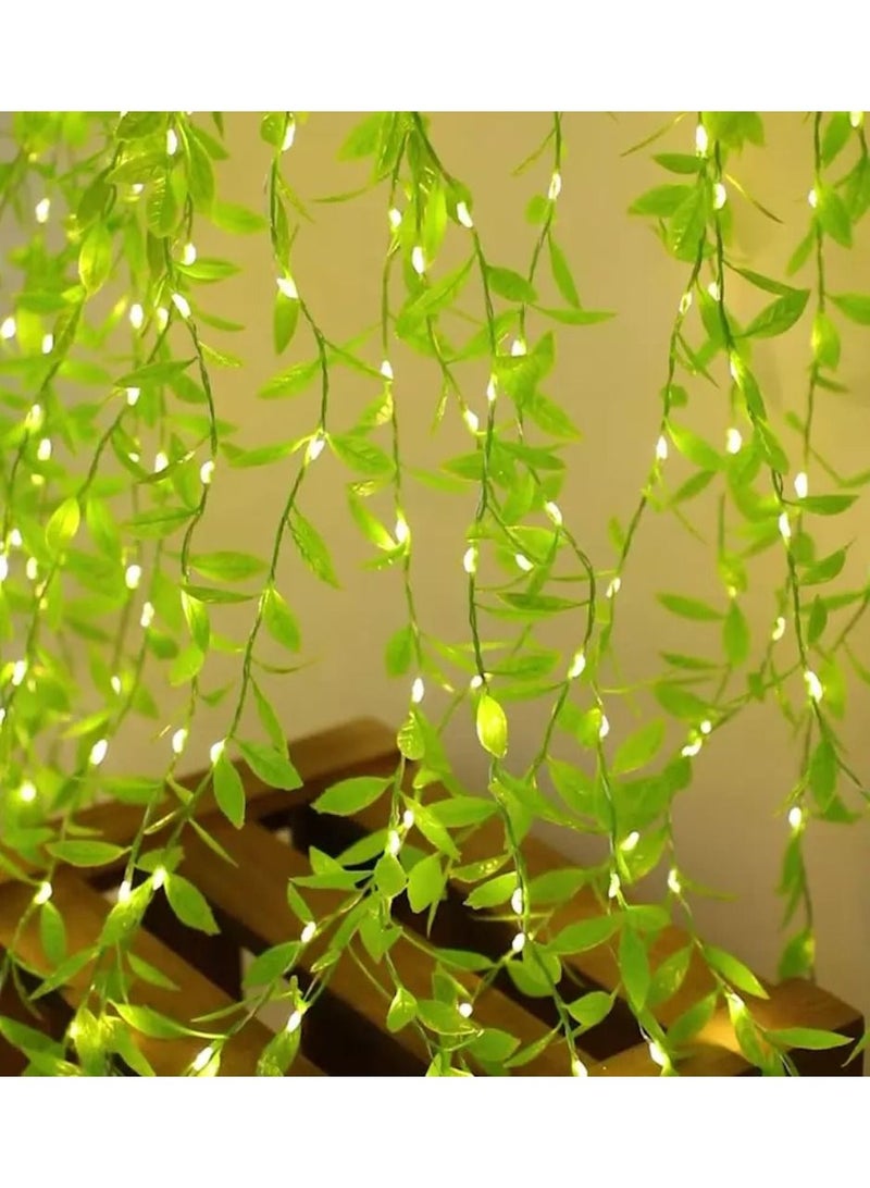 Yuwell Artificial Vines Curtain Lights, Fake Greenery Garland Willow Leaves with Lights For Wedding Party Backdrop Baby Shower Home Decoration 7 Modes - Image 4
