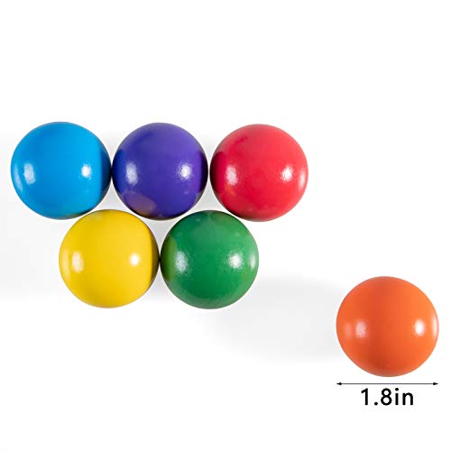 MERRYHEART 18 Inch Montessori Wooden Rainbow Balls ColorfulPastelNatural Wooden Ball Toys for Toddler Baby Grasping Preschool Learning Material Educational Counting Toy 6 Pcs - Image 5