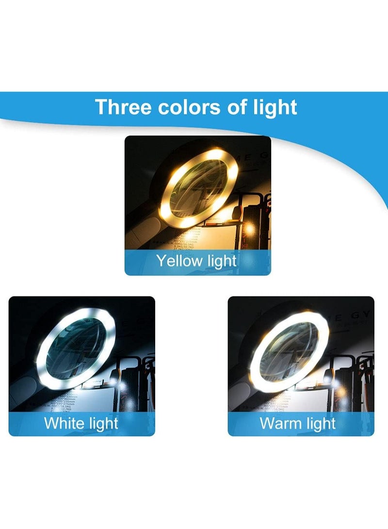 FDTY Magnifying Glass with 18 LED Lights, 30X Handheld Large Magnifying Glass with 3 Modes, Illuminated Magnifier Glass for Seniors Read, Coins, Stamps, Map, Inspection -with a Lens Cloth (Black) - Image 4